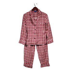 Pendleton 2 Piece Pajama Set Women's Red Plaid Shirt & Pants 100% Cotton Sz S